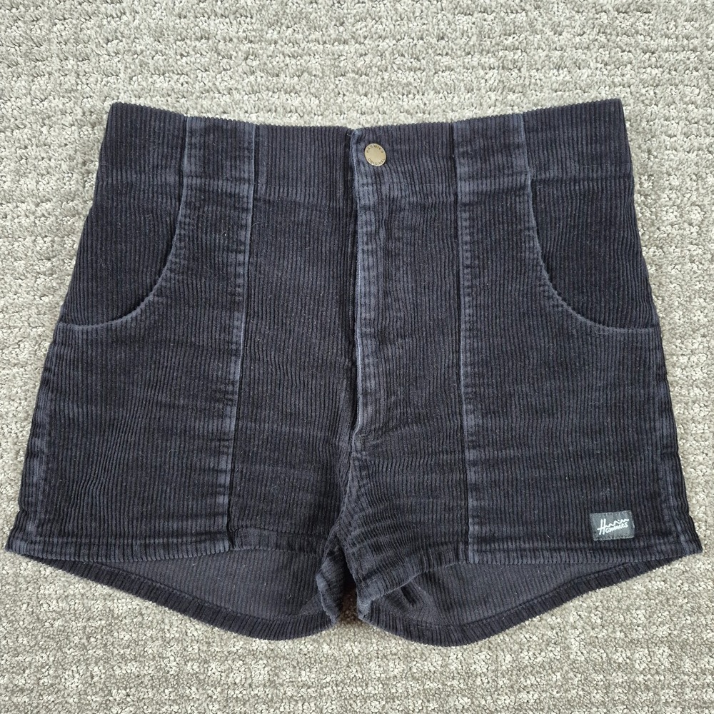 Hammies Corduroy Shorts Womens 32 Black Retro 70s Surf Style Cord Shorts